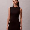 Rochie mini fără mâneci, cu țesătură netedă