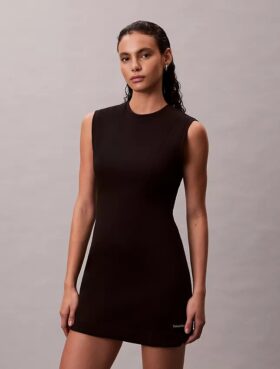 Rochie mini fără mâneci, cu țesătură netedă