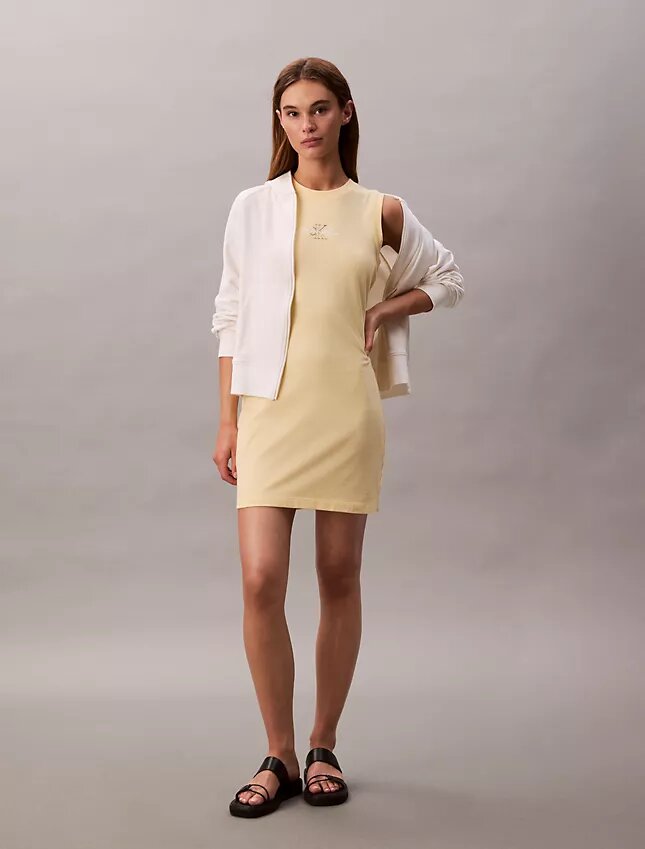Rochie mini fără mâneci cu imprimeu logo Rochie mini fără mâneci cu imprimeu logo