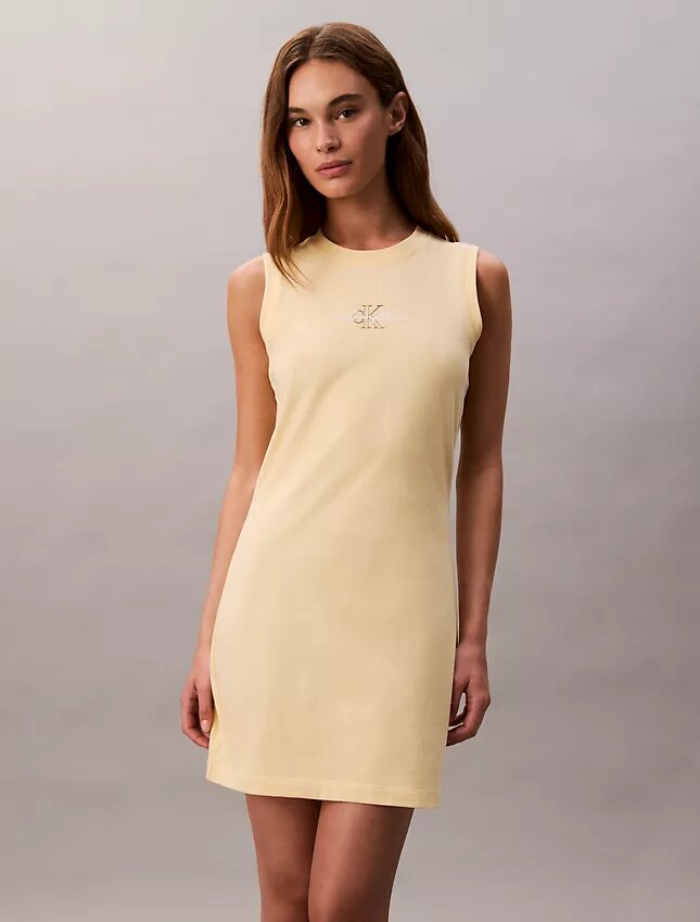 Rochie mini fără mâneci cu imprimeu logo Rochie mini fără mâneci cu imprimeu logo