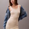 Rochie mini fără mâneci din bumbac cu logo grafic Rochie mini fără mâneci din bumbac cu logo grafic