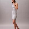 Rochie mini fără mâneci din bumbac cu nervuri și logo grafic Rochie mini fără mâneci din bumbac cu nervuri și logo grafic