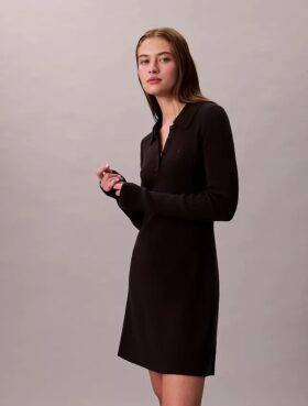 Rochie mini polo din bumbac cu guler în V