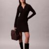 Rochie mini polo din bumbac cu guler în V