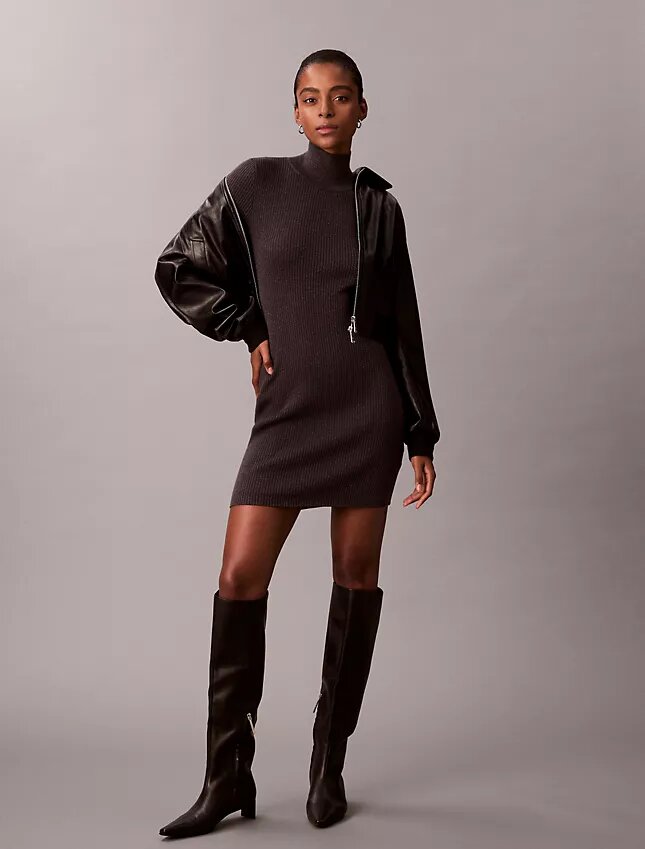 Rochie pulover din lână merino cu lurex Rochie pulover din lână merino cu lurex