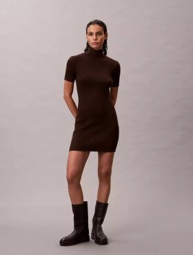 Rochie pulover din lână merino cu lurex
