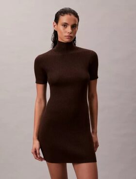 Rochie pulover din lână merino cu lurex