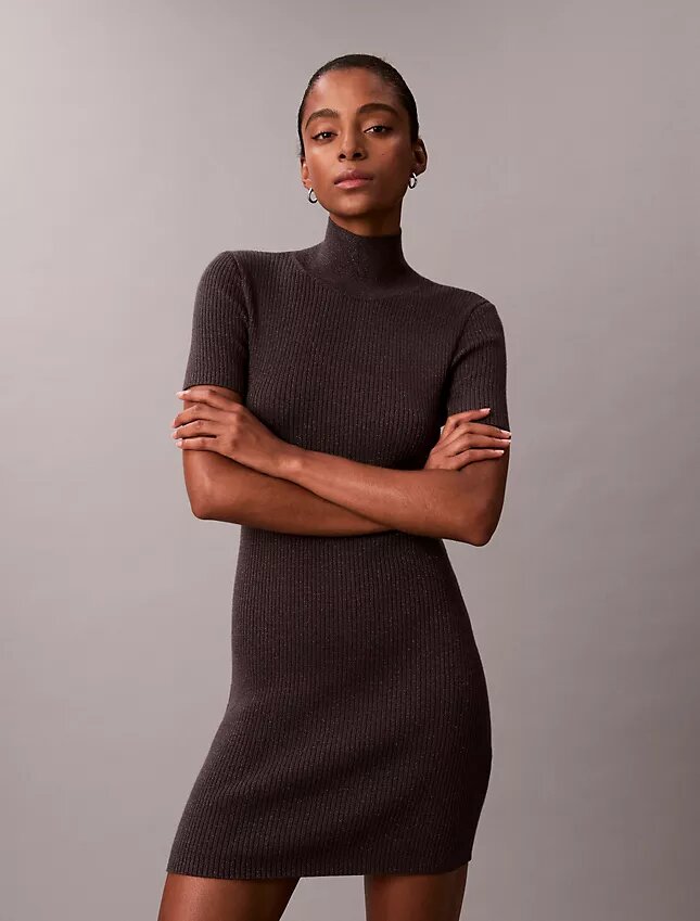 Rochie pulover din lână merino cu lurex Rochie pulover din lână merino cu lurex