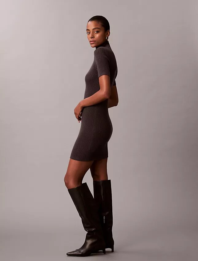 Rochie pulover din lână merino cu lurex Rochie pulover din lână merino cu lurex
