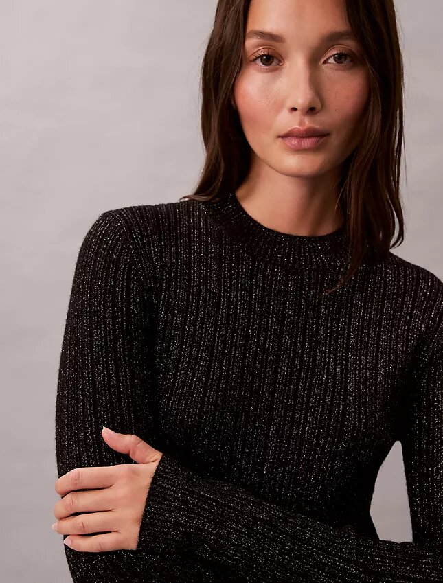 Rochie-pulover mini din amestec de lână merino și lurex Rochie-pulover mini din amestec de lână merino și lurex