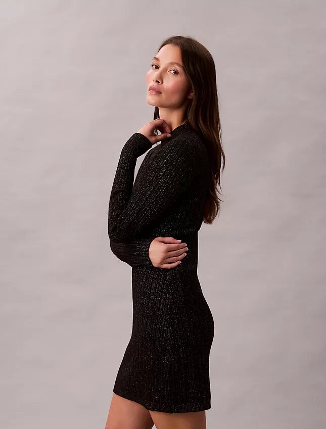 Rochie-pulover mini din amestec de lână merino și lurex Rochie-pulover mini din amestec de lână merino și lurex