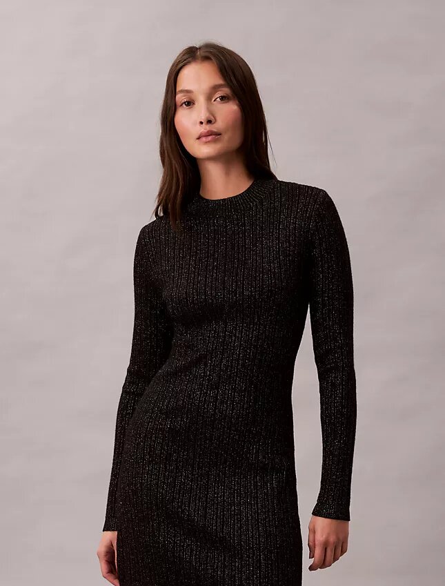 Rochie-pulover mini din amestec de lână merino și lurex Rochie-pulover mini din amestec de lână merino și lurex