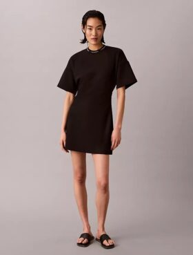 Rochie tip tricou cu logo și nervuri interlock