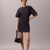 Rochie tip tricou cu logo și nervuri interlock Rochie tip tricou cu logo și nervuri interlock