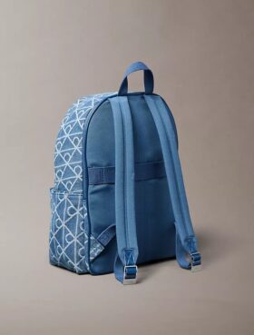 Rucsac din denim cu logo pe toată suprafața