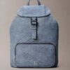 Rucsac mini cu clapă din Denim cu logo Rucsac mini cu clapă din Denim cu logo