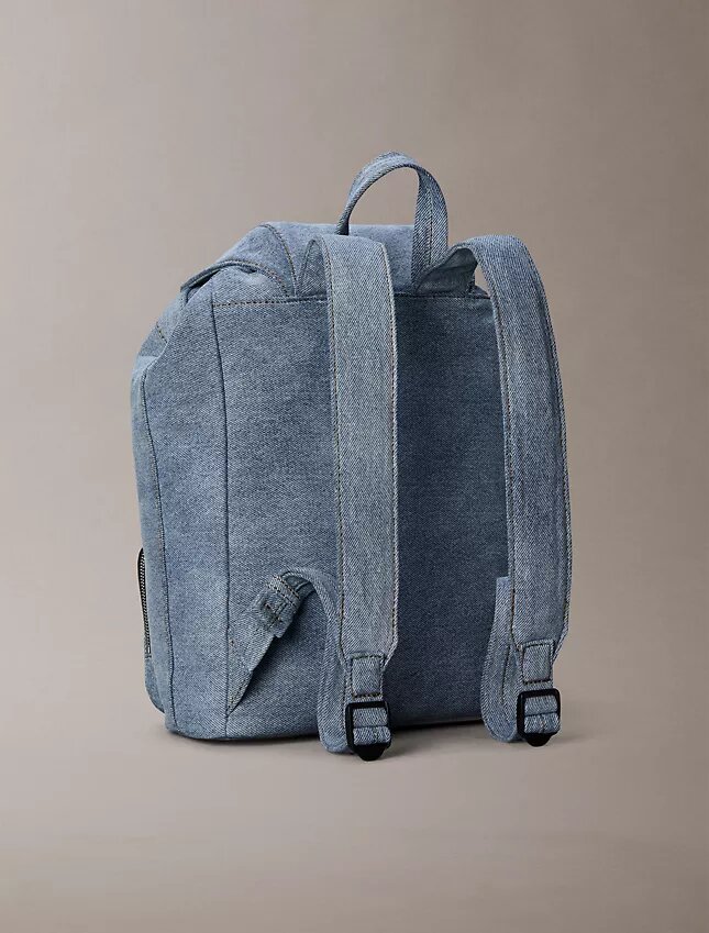 Rucsac mini cu clapă din Denim cu logo Rucsac mini cu clapă din Denim cu logo