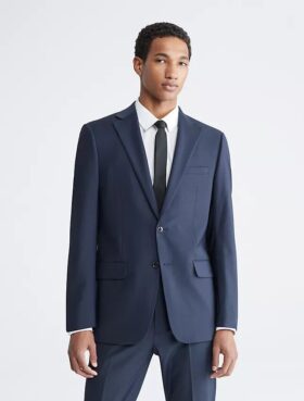 Sacou slim fit bleumarin