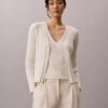 Set cardigan și maiou din bumbac cu nervuri Set cardigan și maiou din bumbac cu nervuri