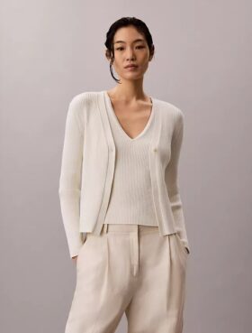 Set cardigan și maiou din bumbac cu nervuri