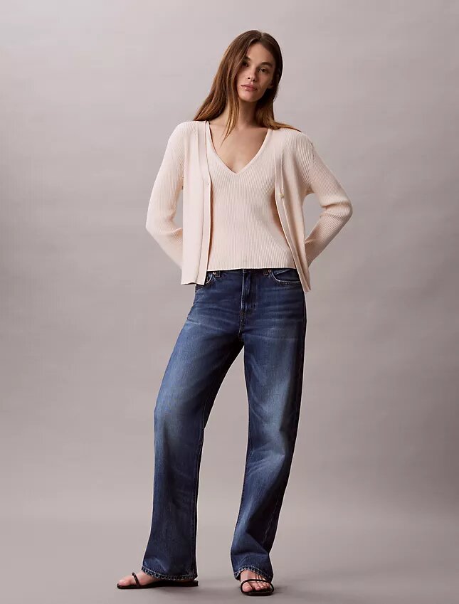 Set cardigan și maiou din bumbac cu nervuri Set cardigan și maiou din bumbac cu nervuri