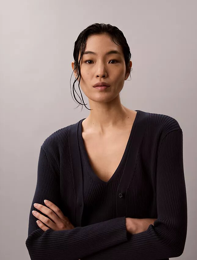 Set cardigan și maiou din bumbac cu nervuri Set cardigan și maiou din bumbac cu nervuri