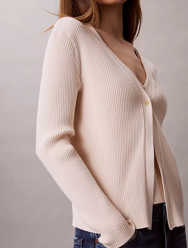 Set cardigan și maiou din bumbac cu nervuri Set cardigan și maiou din bumbac cu nervuri