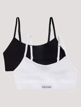 Set de 2 Bralette scurte cu logo și textură în nervuri
