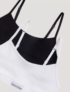 Set de 2 Bralette scurte cu logo și textură în nervuri