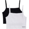 Set de 2 camisole cu logo și textură nervurată Set de 2 camisole cu logo și textură nervurată
