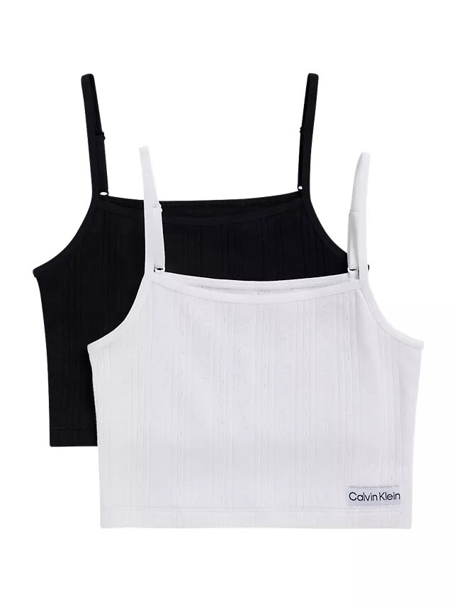 Set de 2 camisole cu logo și textură nervurată Set de 2 camisole cu logo și textură nervurată