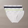 Set de 3 bikini cu șnur din bumbac elastic cu nervuri Set de 3 bikini cu șnur din bumbac elastic cu nervuri