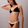 Set de 3 bikini cu șnur din bumbac elastic cu nervuri Set de 3 bikini cu șnur din bumbac elastic cu nervuri