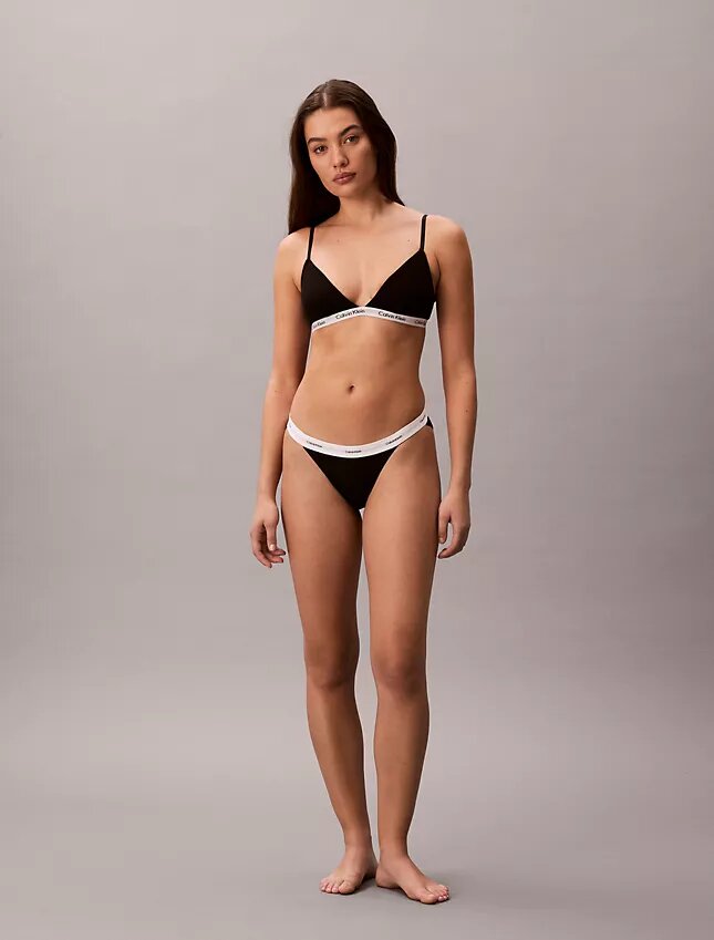 Set de 3 bikini cu șnur din bumbac elastic cu nervuri Set de 3 bikini cu șnur din bumbac elastic cu nervuri