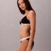 Set de 3 bikini cu șnur din bumbac elastic cu nervuri Set de 3 bikini cu șnur din bumbac elastic cu nervuri