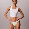Set de 3 bikini cu șnur din bumbac elastic cu nervuri Set de 3 bikini cu șnur din bumbac elastic cu nervuri