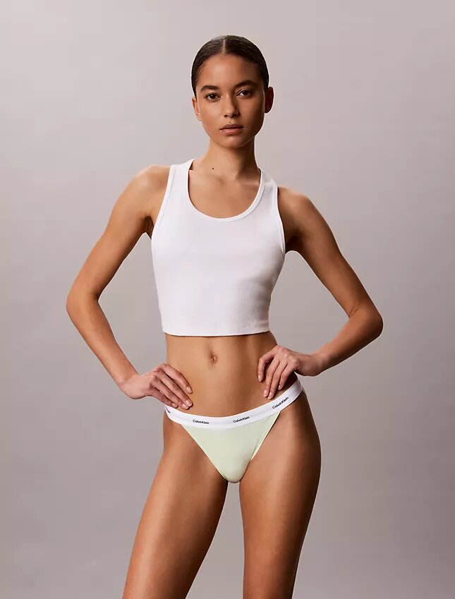 Set de 3 bikini cu șnur din bumbac elastic cu nervuri Set de 3 bikini cu șnur din bumbac elastic cu nervuri