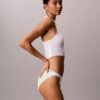 Set de 3 bikini cu șnur din bumbac elastic cu nervuri Set de 3 bikini cu șnur din bumbac elastic cu nervuri