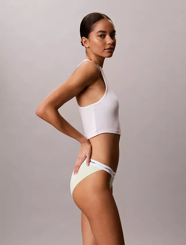 Set de 3 bikini cu șnur din bumbac elastic cu nervuri Set de 3 bikini cu șnur din bumbac elastic cu nervuri