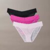 Set de 3 bikini cu talie joasă din dantelă cu logo iconic