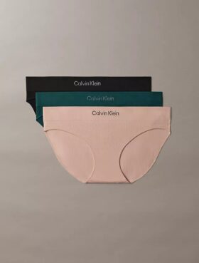 Set de 3 bikini din microfibră fără cusături, cu nervuri