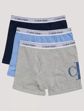 Set de 3 Boxeri din bumbac Cotton Stretch cu Monogram pentru băieți