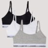 Set de 3 Bralette scurte din Cotton Stretch pentru fete, Unlined
