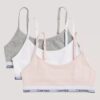 Set de 3 Bralette scurte din Cotton Stretch pentru fete, Unlined