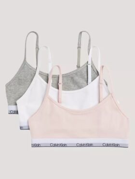 Set de 3 Bralette scurte din Cotton Stretch pentru fete, Unlined