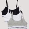 Set de 3 Bralette scurte din Cotton Stretch pentru fete, Unlined