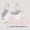 Set de 3 Bralette scurte din Cotton Stretch pentru fete, Unlined