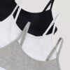 Set de 3 Bralette scurte din Cotton Stretch pentru fete, Unlined