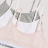 Set de 3 Bralette scurte din Cotton Stretch pentru fete, Unlined