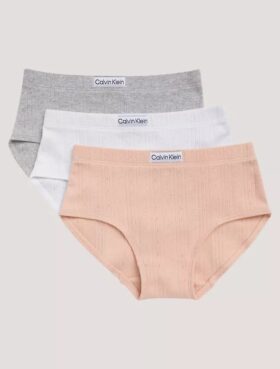 Set de 3 chiloți Hipster cu logo și textură nervurată